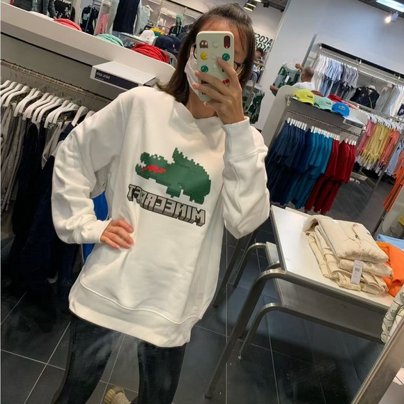 Brand New! Lacoste+Minecraft White UNISEX Sweatshirt! Size L